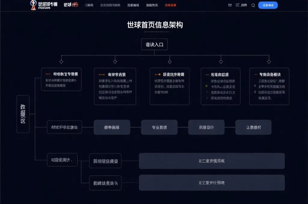 世界杯专题网站首页信息架构与多语言入口设计示意图
